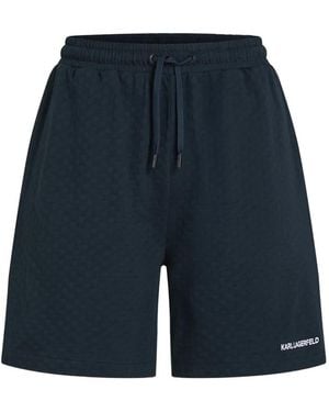 KARL LAGERFELD Logo-Embroidered Track Shorts - Blue