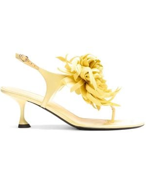Proenza Schouler Tee Floral-Appliqué Sandals - Metallic