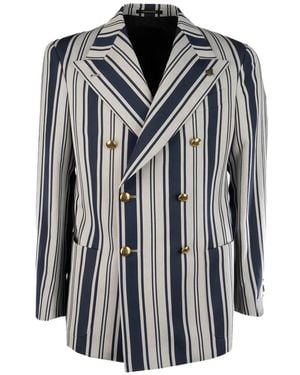 Gabriele Pasini Striped Double-Breasted Jacket - Grey