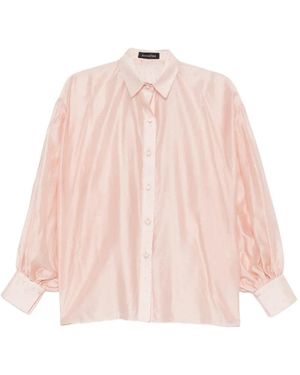 ACTUALEE Rhinestone-Embellished Puff-Sleeve Shirt - Pink