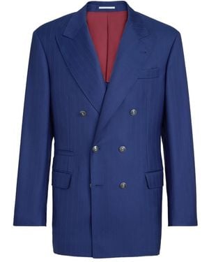 Brunello Cucinelli Chalk-Stripe Blazer - Blue