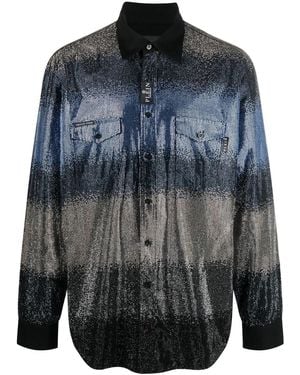 Philipp Plein Striped Sequin Shirt - Blue
