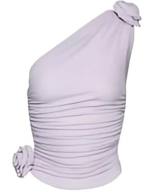 Magda Butrym Rose-Embellished One-Shoulder Top - Purple