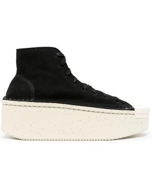 Y-3 Lace-Up Platform Trainers - Black