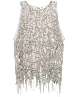Brunello Cucinelli Monili-Chain Detailed Top - White