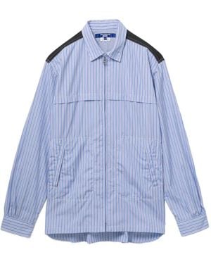 Junya Watanabe Vertical-Stripe Shirt Jacket - Blue