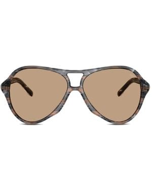 DIESEL Lunettes De Soleil À Monture Pilote Et Logo D - Grey