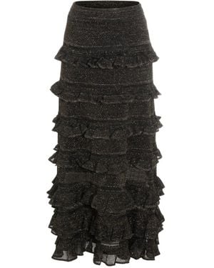 Zimmermann Midi Ruffled Tiers Skirt - Black