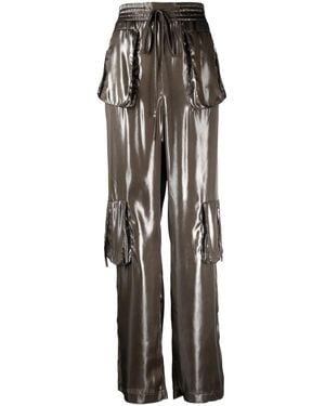 Blumarine High-Waisted High-Shine Trousers - Black