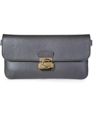 Coccinelle C-Me Lock Grained Leather Shoulder Bag - Grey