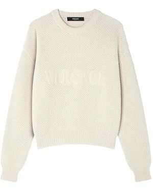 Versace Textured-Logo Sweater - White