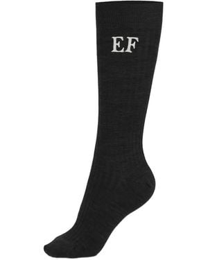 Elisabetta Franchi Stretch Wool Socks With Logo - Black