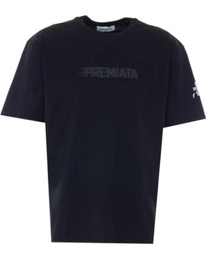 Premiata Logo-Print Graphic-Print T-Shirt - Blue