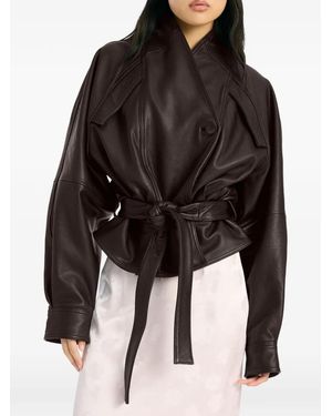 ROTATE BIRGER CHRISTENSEN Leather Bomber Jacket - Black