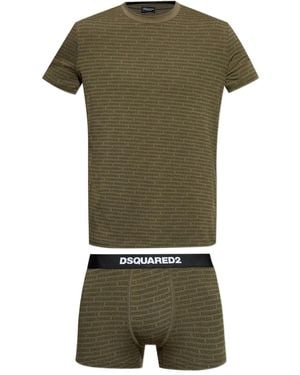 DSquared² Logo-Print Cotton Two-Piece Set - Green