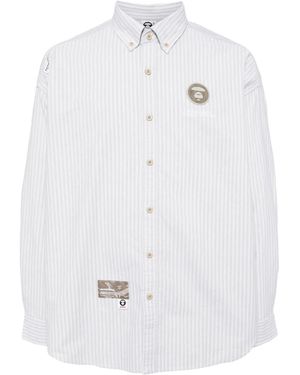 Aape By A Bathing Ape Striped Cotton Shirt - White