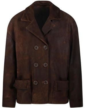 Salvatore Santoro Double-Breasted Suede Jacket - Brown