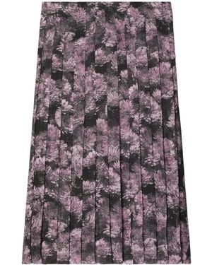 Tory Burch Printed Pleated Midi Skirt - Purple