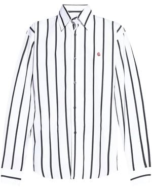 McQueen Gestreiftes Skull Hemd - Weiß