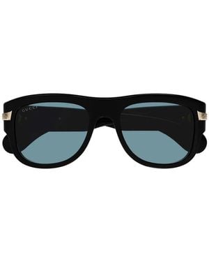 Gucci Logo-Plaque Rectangle-Frame Sunglasses - Black