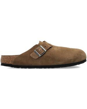 Birkenstock Boston Buckle Suede Mules - Brown