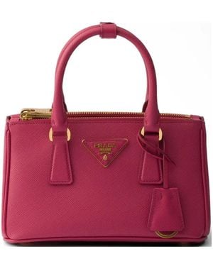 Prada Bolso Galleria Mini De Piel Saffiano - Rojo