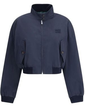 Miu Miu Embroidered-Logo Jacket - Blue