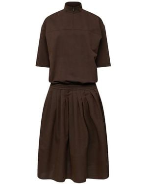 MM6 by Maison Margiela Wool Shirting Shirt-Dress - Brown