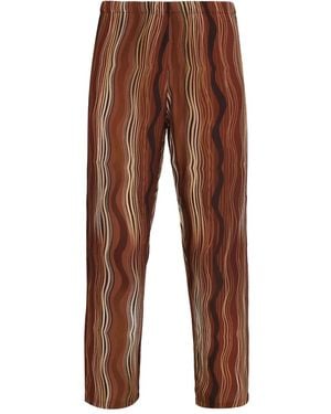 Amir Slama Wavy-Pattern Trousers - Brown
