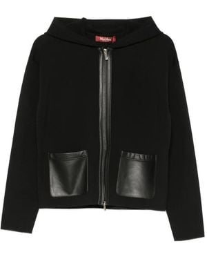Max Mara Hoodie Met Leren Zak - Zwart