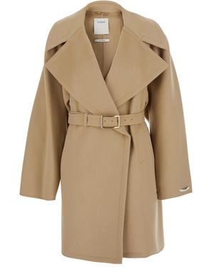 Sportmax Oversized Jas Met Ceintuur - Naturel