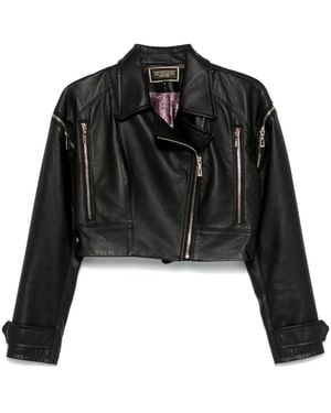 MITILIANE COUTURE Detachable-Sleeves Leather Jacket - Black