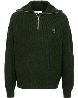 Maison Kitsuné ジップカラー セーター - グリーン