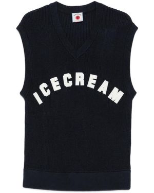 ICECREAM Logo-Patch V-Neck Vest - Black