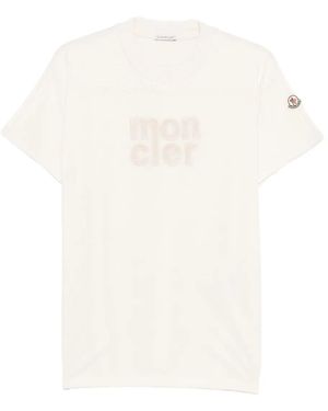 Moncler T-Shirt mit Logo-Stickerei - Weiß