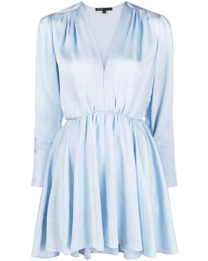 Maje Revolver Cinched V-Neck Minidress - Blue