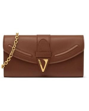 Versace V-Logo Leather Wallet - Brown