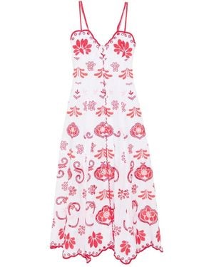Charo Ruiz Lorina Broderie Anglaise Maxi-Jurk Met Bloemenprint - Roze