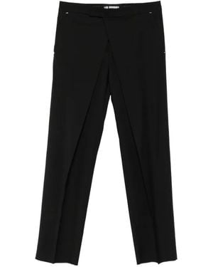 Les Hommes Wrap-Front Tailored Trousers - Black