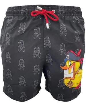 Mc2 Saint Barth Pirate Duck Zwembroek Met Doodskopprint - Grijs