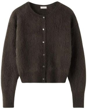 Almada Label Brushed-Effect Cardigan - Black