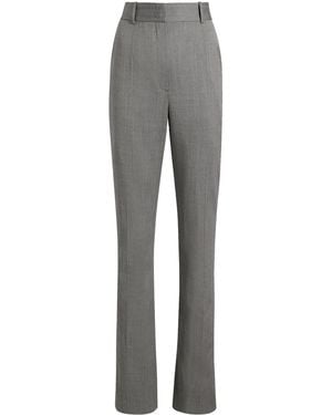 Another Tomorrow Herringbone Straight-Leg Trousers - Grey