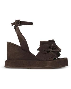 Paloma Barceló Rita Flower-Detail Sandals - Black
