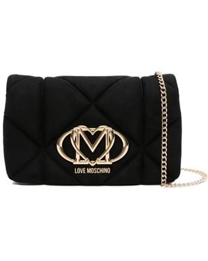 Love Moschino Quilted Logo-Plaque Cross Body Bag - Black