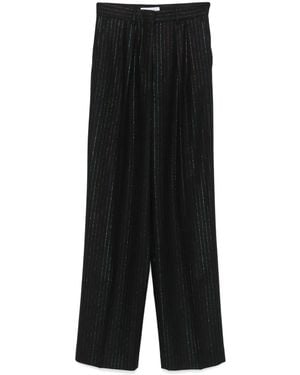 Manuel Ritz Pleated Lurex-Striped Trousers - Black