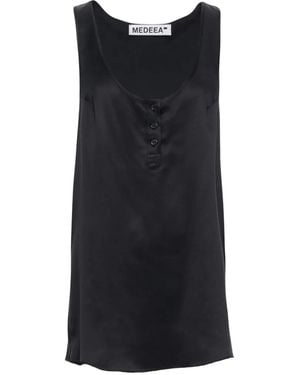 MEDEA Button-Front Sleeveless Mini Dress - Black