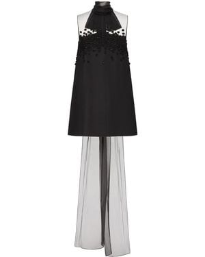 Valentino Garavani Abito Corto Structured Couture Con Ricamo - Nero