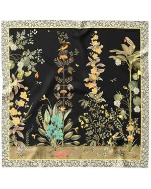 Elizabetta Fantasia Botanical-Print Scarf - Black