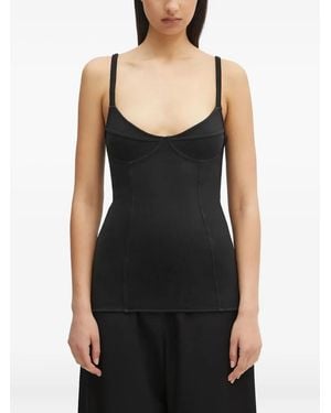 Our Legacy Ribbed-Knit Scoop-Neck Top - Black