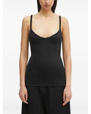 Our Legacy Ribbed-Knit Scoop-Neck Top - Black